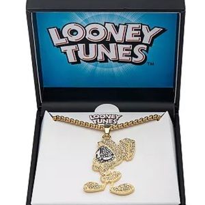 Marvin the Martian Looney Tunes Gold Plated Cubic Zirconia PendantNecklace.